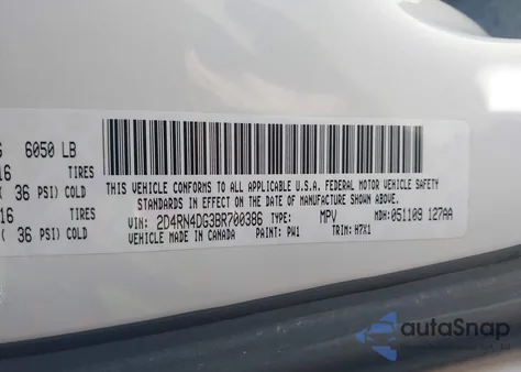 2011 Dodge Grand Caravan Express из США, поврежденный, VIN 2D4RN4DG3BR700386